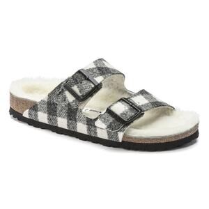Birkenstock Women's Arizona Shearling Wool Plaid White Sandals US5 EU36 1018114
